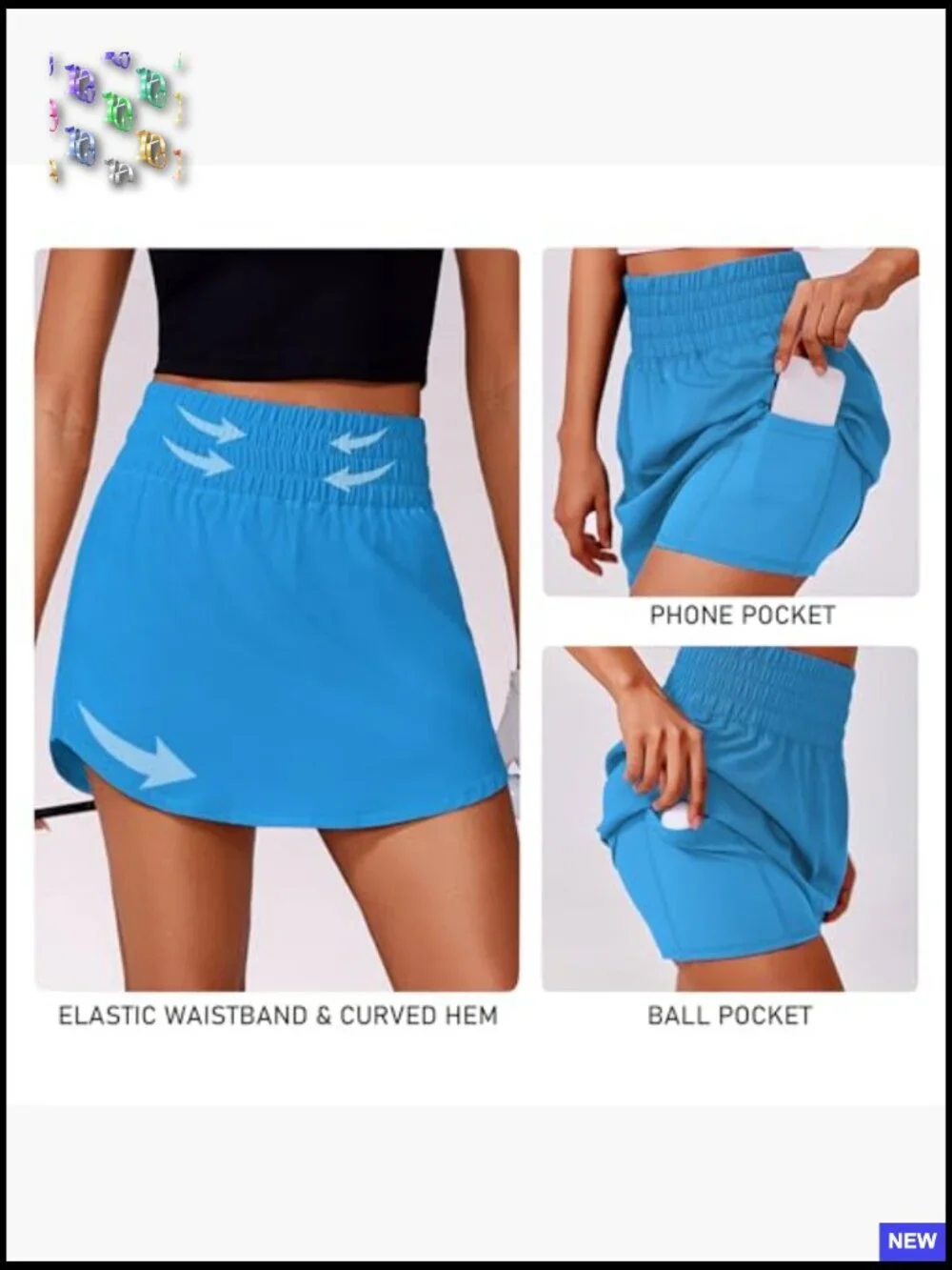 High Waisted Golf Skort with Pockets Athletic Tennis Skirt Flowy Curved Hem
